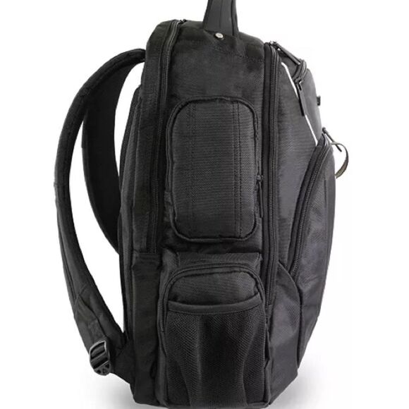 Perry Ellis Black 350 Laptop Backpack- Black travel bag, business bag $160 bag - Picture 7 of 16